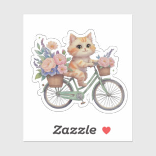 Zoe Kat op Bloemige Fiets Sticker