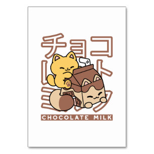 Zoe Kat op Chocolademelk Karton Kawaii Kunst Kaart