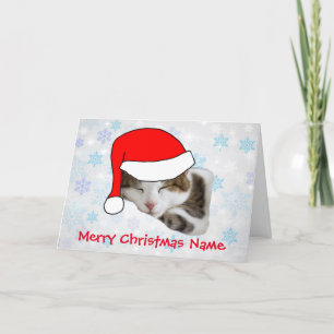 Zoe Kat Santa Hoed Kerstkaart Feestdagen Kaart