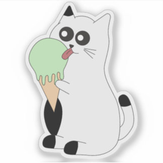 Zoe Kat Sticker; Kitten Ijsje Eet Sticker
