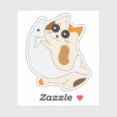 Zoe Kat Sticker; Kitten met Vis Sticker (Vel)