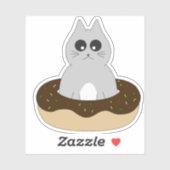 Zoe Kat Sticker; Kitten Vast in Donut Sticker (Vel)
