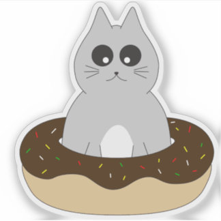 Zoe Kat Sticker; Kitten Vast in Donut Sticker