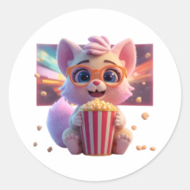 Zoe Kat Sticker met Popcorn