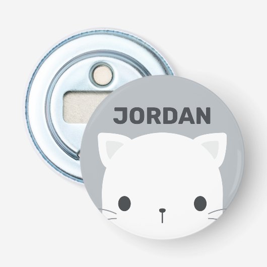 Zoe Katje met Gepersonaliseerde Naam Button Flesopener (Voorkant)