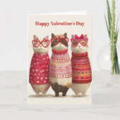 Zoe Katten Hartentrui Valentijnsdag Kaart (Voorkant)