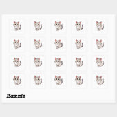 Zoe Kawaii Grijze Kat Aangepaste Vierkante Sticker (Vel)
