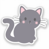 Zoe Kawaii Grijze Kat Sticker (Voorkant)