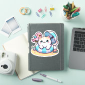 Zoe kawaii kat op het strand sticker (iPad Cover)