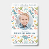 Zoe Kidds Dinosaur Kleurrijke Aangepaste Foto Kind Badge (Voorzijde)