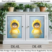 Zoe Kitten Gekleed Als Gele Eend DL4L Decoupage Tissuepapier
