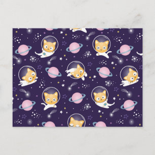 Zoe Kitten Kat Astronauten Patroon Feestdagenkaart