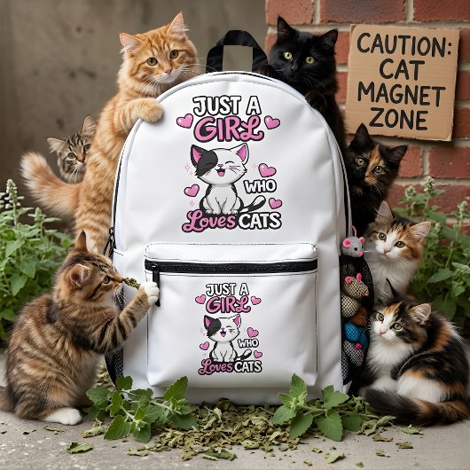 Zoe Kitten & Roze Harten Bedrukte Rugzak