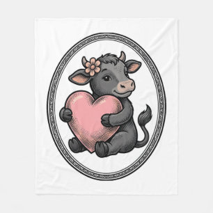 Zoe Koe Hart Vintage Gravure Boerderij Shirt Fleece Deken