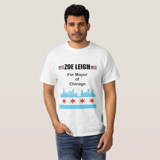 Zoe Leigh voor burgemeester van Chicago T-Shirt 🇺 (Voorkant volledig)