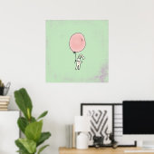 Zoe lief konijn met ballon poster (Thuiskantoor)