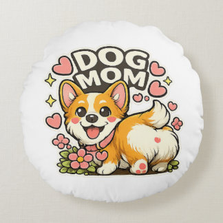 Zoe Moeder Corgi Sticker Kawaii Bloem,Hart kunst Rond Kussen