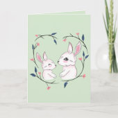 Zoe Moeder Konijn Bloemige Pasen & Moederdag Kaart (Voorkant)