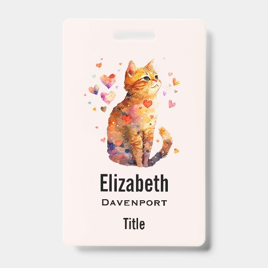Zoe Mooi Tabby Kat met Hartjes Badge (Voorzijde)