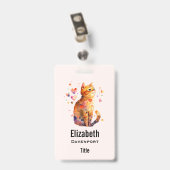 Zoe Mooi Tabby Kat met Hartjes Badge (Achterkant met clip)