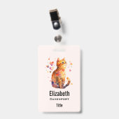 Zoe Mooi Tabby Kat met Hartjes Badge (Voorzijde met clip)
