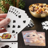 Zoe Mooie Ogen Fluffy Witte Kat Pokerkaarten (Insitu)