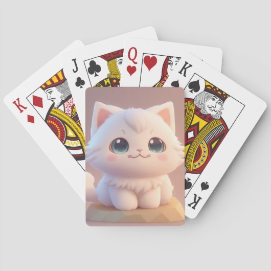 Zoe Mooie Ogen Fluffy Witte Kat Pokerkaarten (Achterkant)