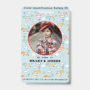 Zoe Muts Kat Kleurrijke Aangepaste Foto Kinder ID Badge