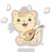 Zoe Muziektabby Gemberkaramelkat Sticker (Voorkant)