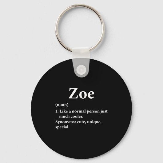 Zoe Naam Definitie Grappig D  Sleutelhanger (Voorkant)