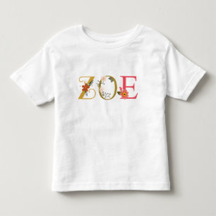 ZOE Naam Kunst Met Geborduurde Bloemen Kinder Shirts