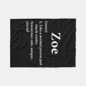 Zoe Name Definition Funny D Fleece Deken (Voorkant (Horizontaal))