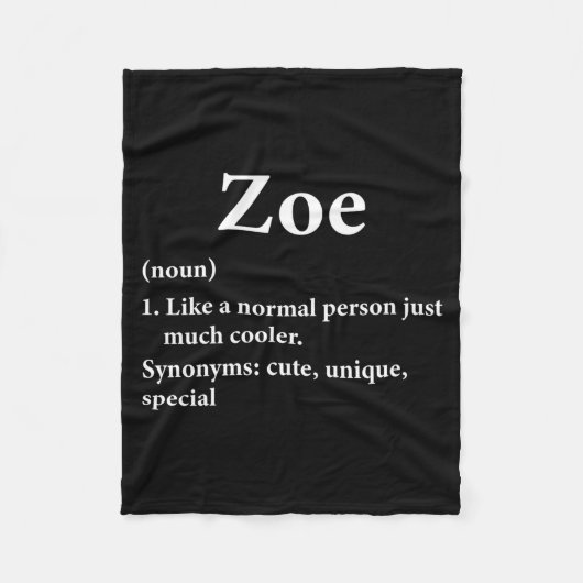 Zoe Name Definition Funny D Fleece Deken (Voorkant)