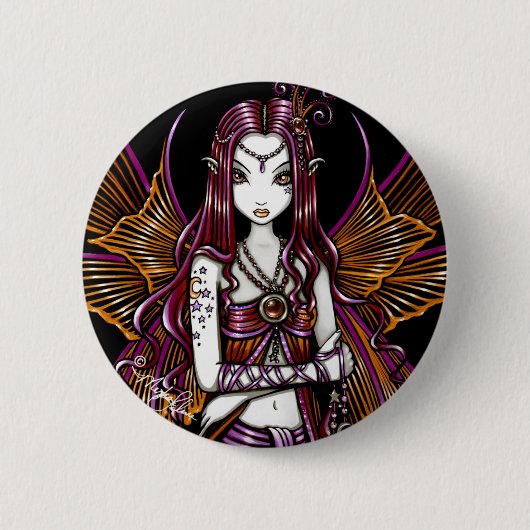 "Zoe" Oranje Sherbert Fairy Fantasy Button (Voorkant)