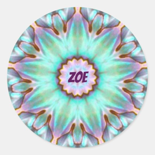ZOE ~ Personalized Paua Shell Sticker Fractal ~ (Voorkant)