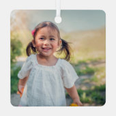 Zoe | Persoonlijke naam met foto Metalen Ornament (Achterkant)