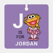 Zoe | Persoonlijke naam met foto Metalen Ornament (Voorkant)