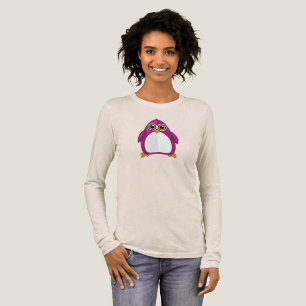 Zoe-rode paarse pinguïn – Kawaii Cartoonpinguïn Tri-Blend Shirt
