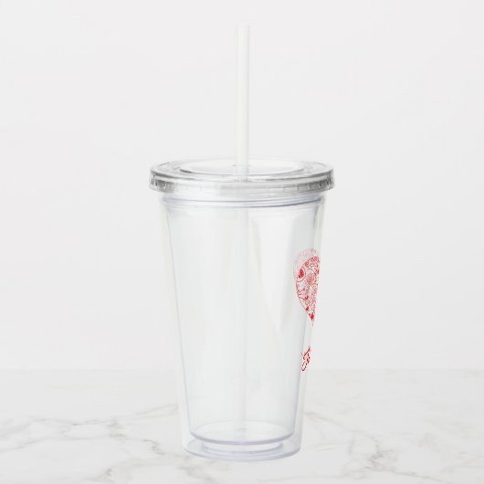 Zoe Roze Valentijnsdag Bloemhart Aangepaste Naam Acryl Drinkbeker (Rechts)