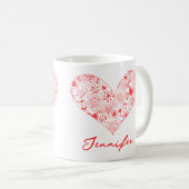 Zoe Roze Valentijnsdag Bloemhart Aangepaste Naam Koffiemok (Voorkant rechts)