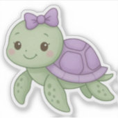 Zoe Schattig Schildpad Sticker met Paarse Schelp (Voorkant)