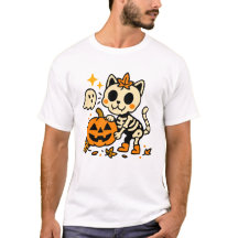 Zoe skeleton kat met pompoen T-shirt