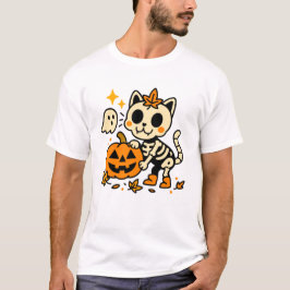 Zoe skeleton kat met pompoen T-shirt