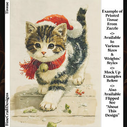 Zoe Vintage Tabby Poes Kerstman Hoed EA8L Decoupag Tissuepapier
