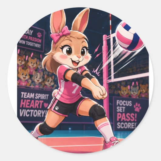 ZOE VOLLEYBAL KONIJN MEISJE STICKER (Voorkant)
