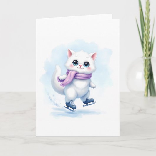 Zoe Winter Wit Kittenschaats Blank Vouwbaar Kaart (Voorkant)