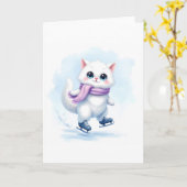 Zoe Winter Wit Kittenschaats Blank Vouwbaar Kaart (Gele Bloem)