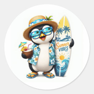 Zoe Zomer Pinguïn Surfplank Sticker