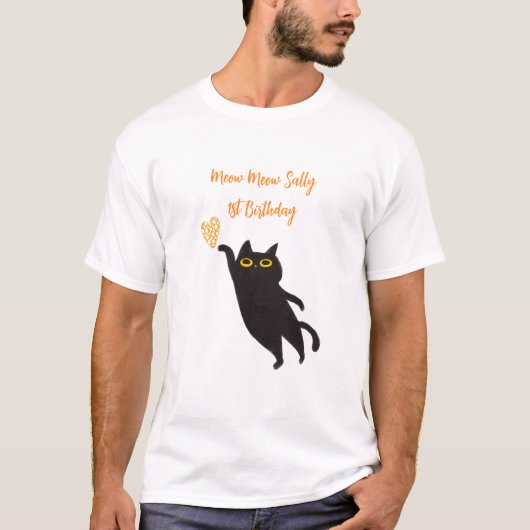 Zoe Zwart Kat T-Shirt (Voorkant)
