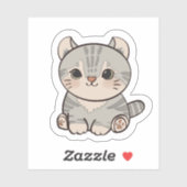 Zoegegrauwe lapjeskat Kawaii kat sticker (Vel)